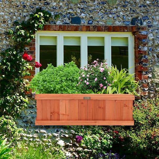 Costway Rectangular Box Garden Yard Decorative Wooden Flower Planter